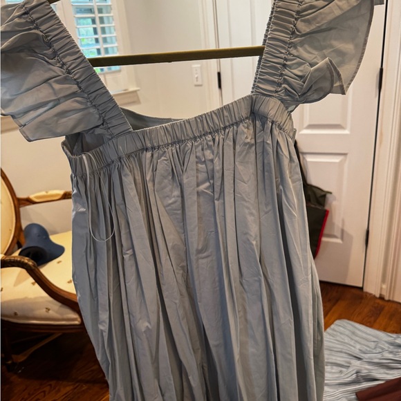 Elegant Light Blue Ruffle Sleeve Dress - Picture 3 of 5